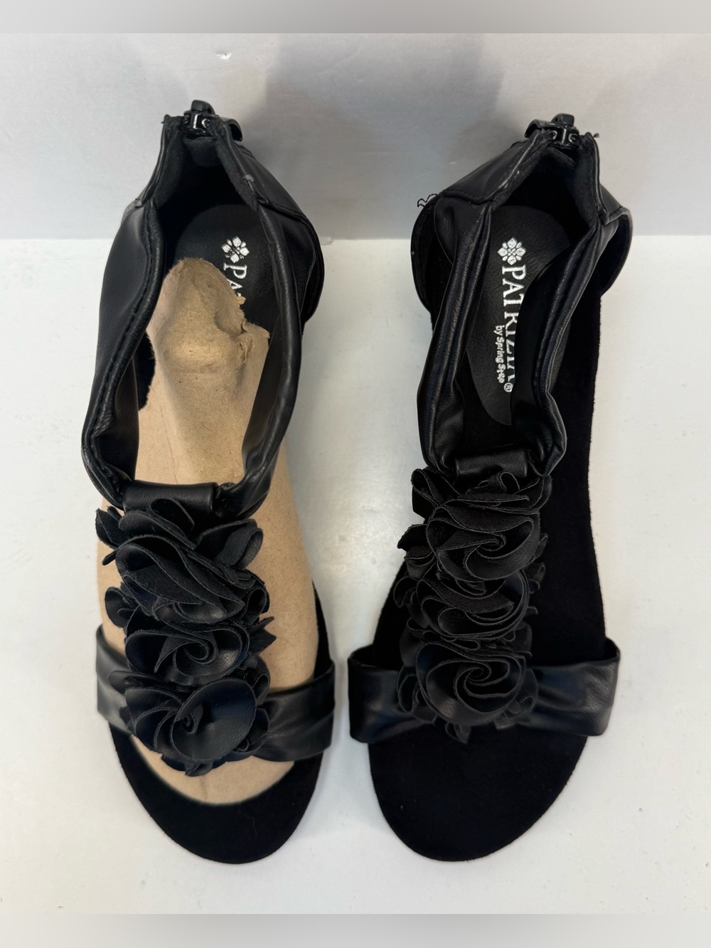 Patrizia Harlequin by spring step Women's Black Floral Wedge Sandals size 9 - Picture 8 of 12